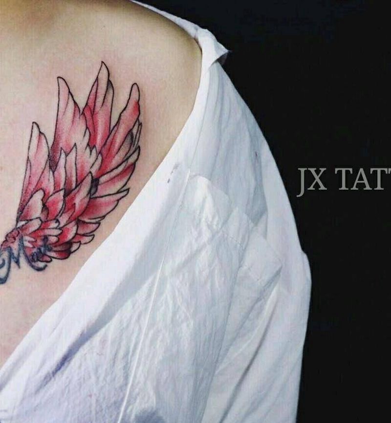 添加翅膀，英文非工作室作品纹身图片