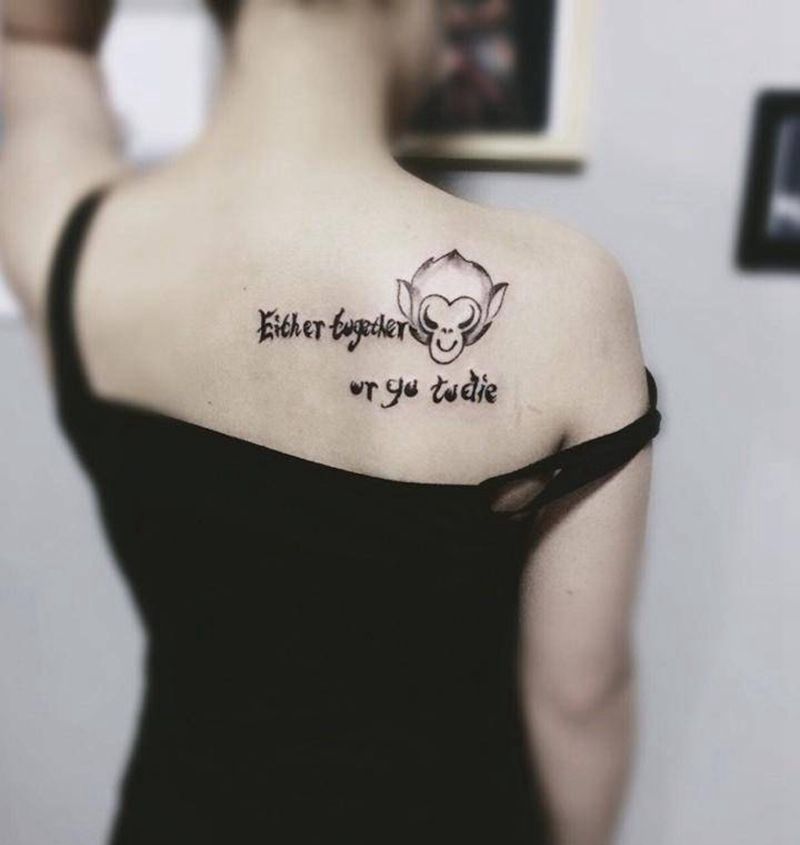 英文,小猴子纹身图片