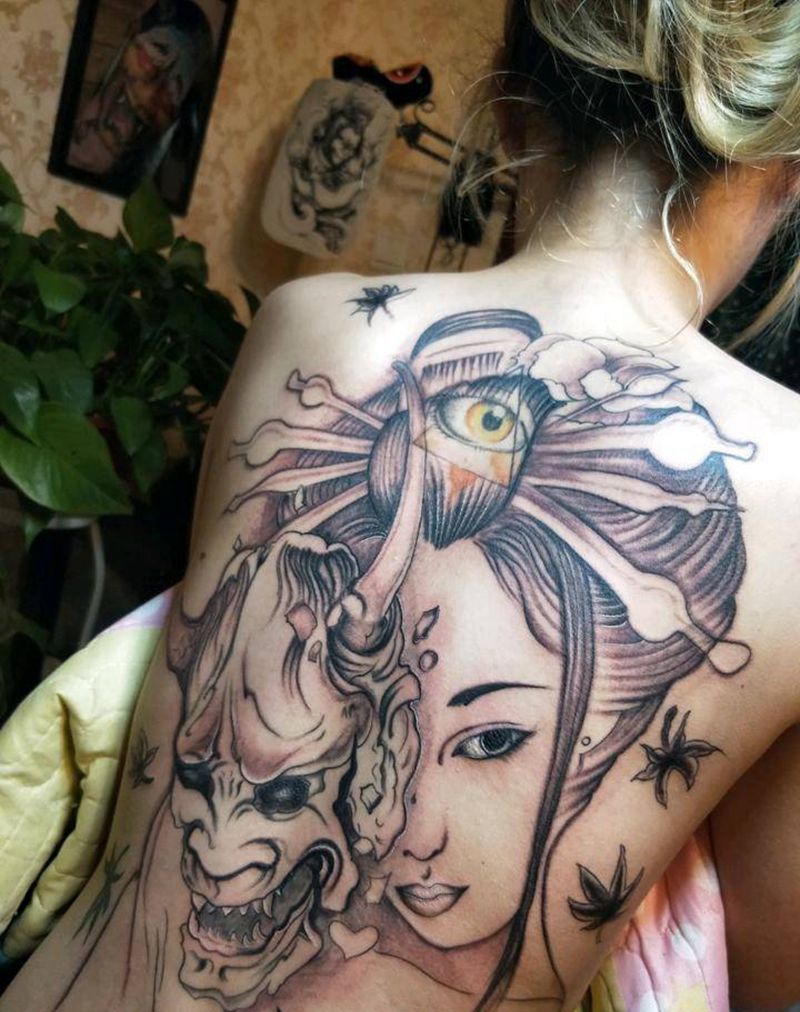 老式艺伎纹身图片