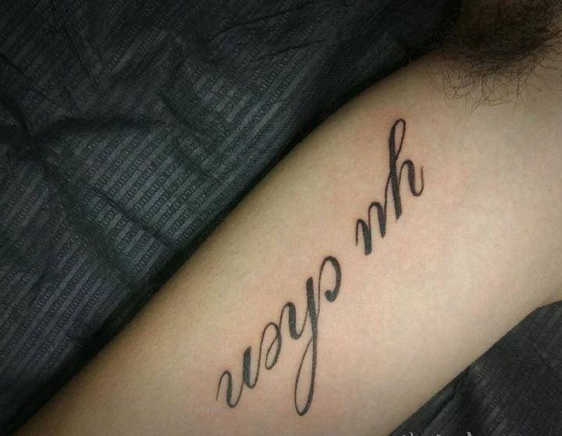 字符纹身图片_手臂字符花体字成品纹身图案