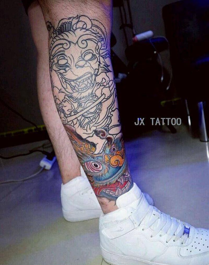 包小腿未完纹身图片