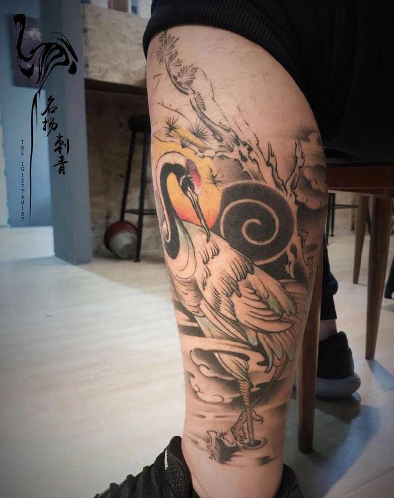 仙鹤纹身图片