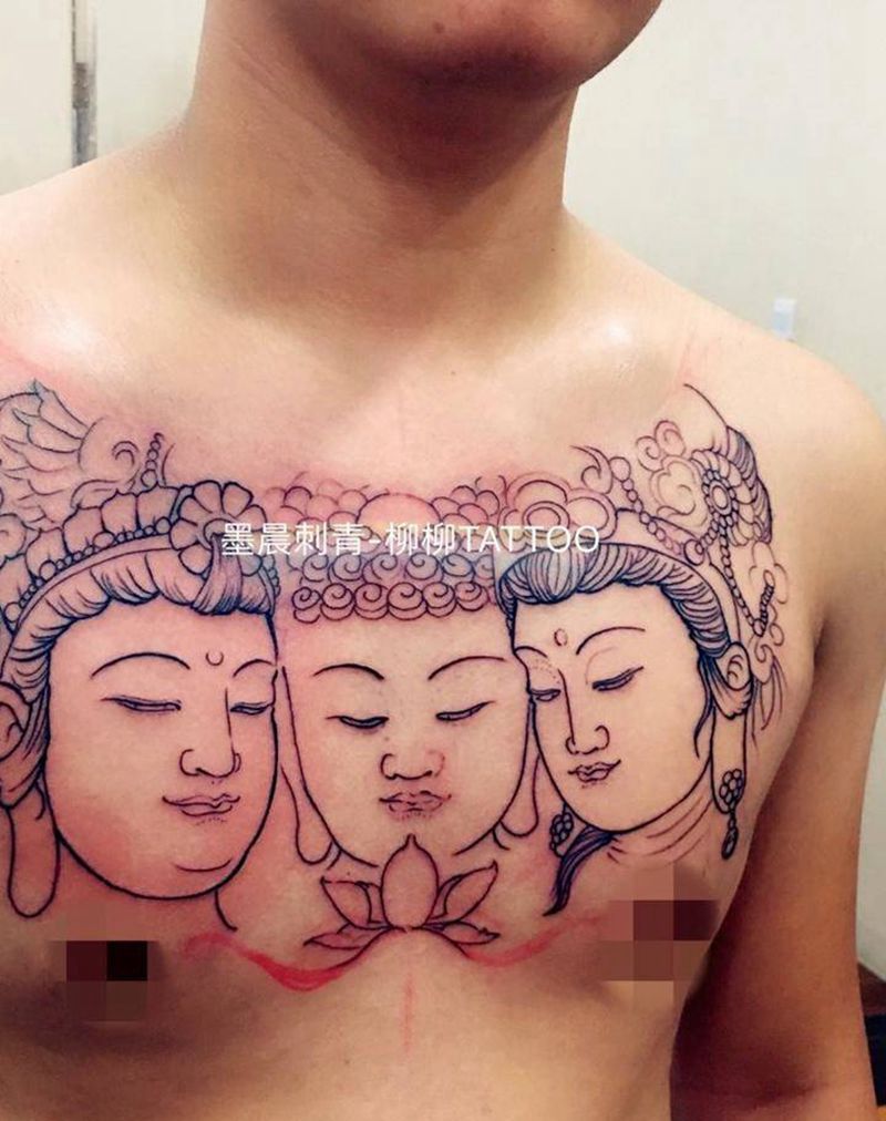 三面佛 未完成纹身图片