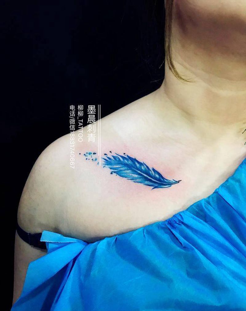 彩色羽毛纹身图片