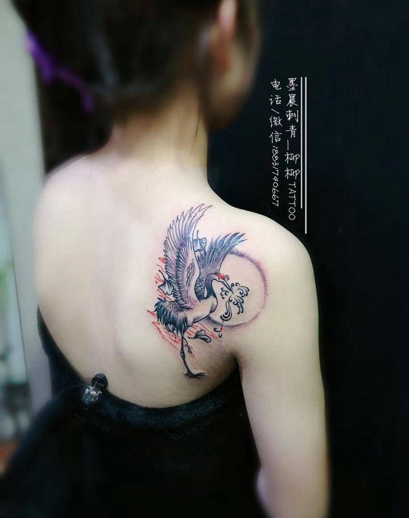 仙鹤纹身图片