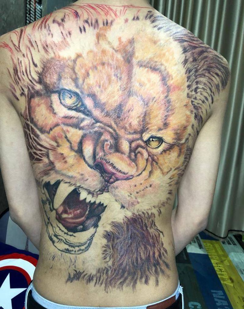 雄狮未完成纹身图片