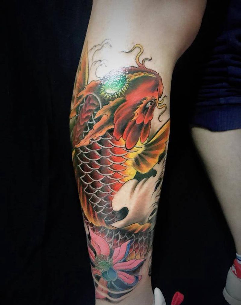 特价小腿彩色鳌纹身图片