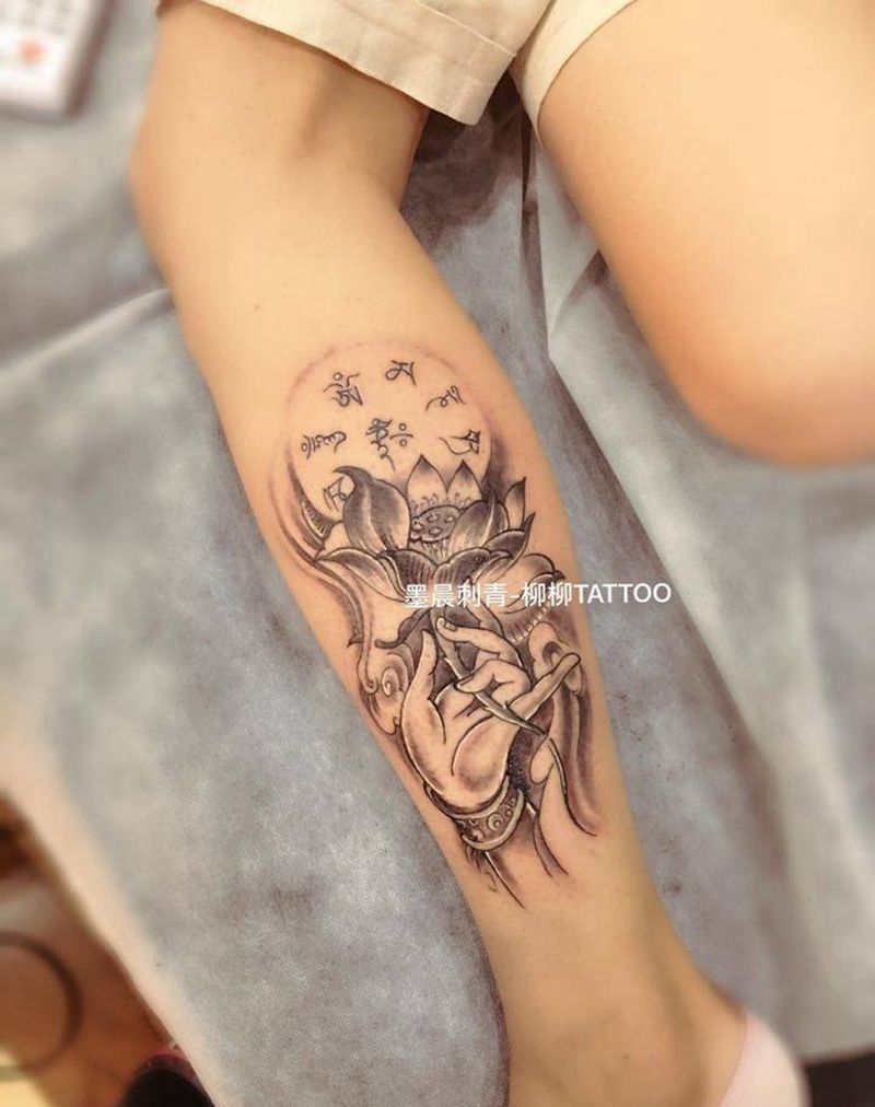 佛手莲花纹身图片