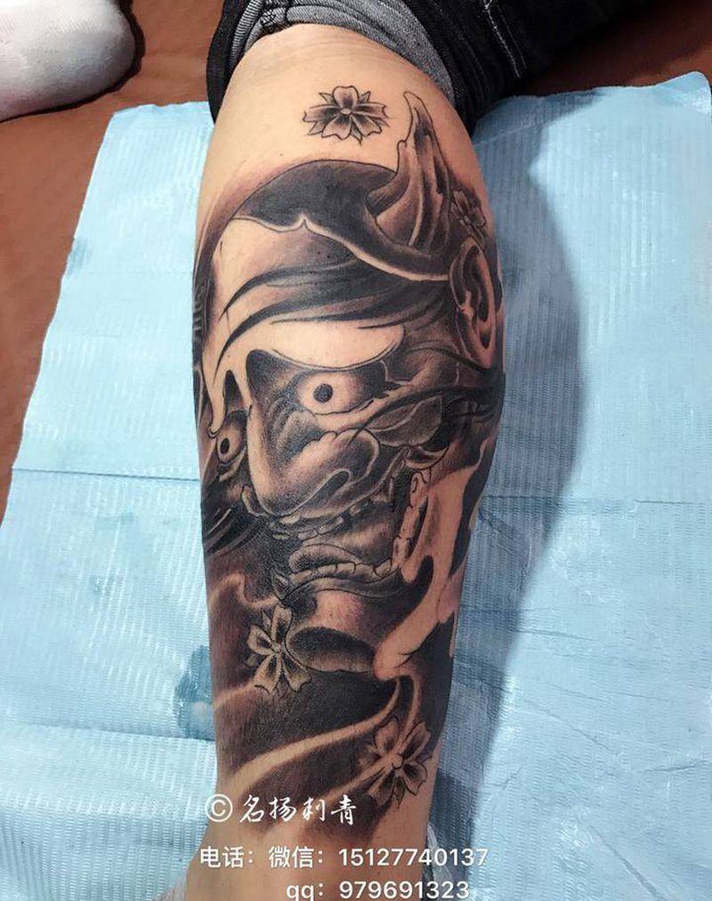 小腿般若纹身图片