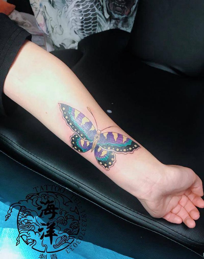 遮盖蝴蝶纹身图片