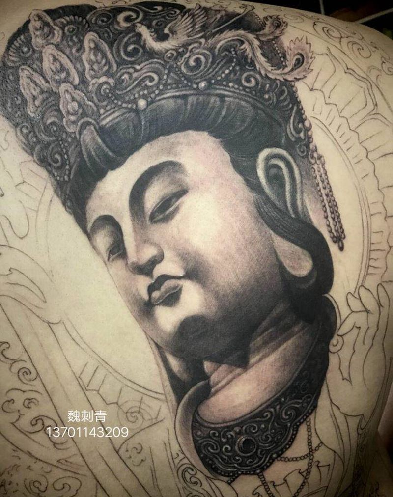 临摹种伟作品纹身图片_背部纹身图案