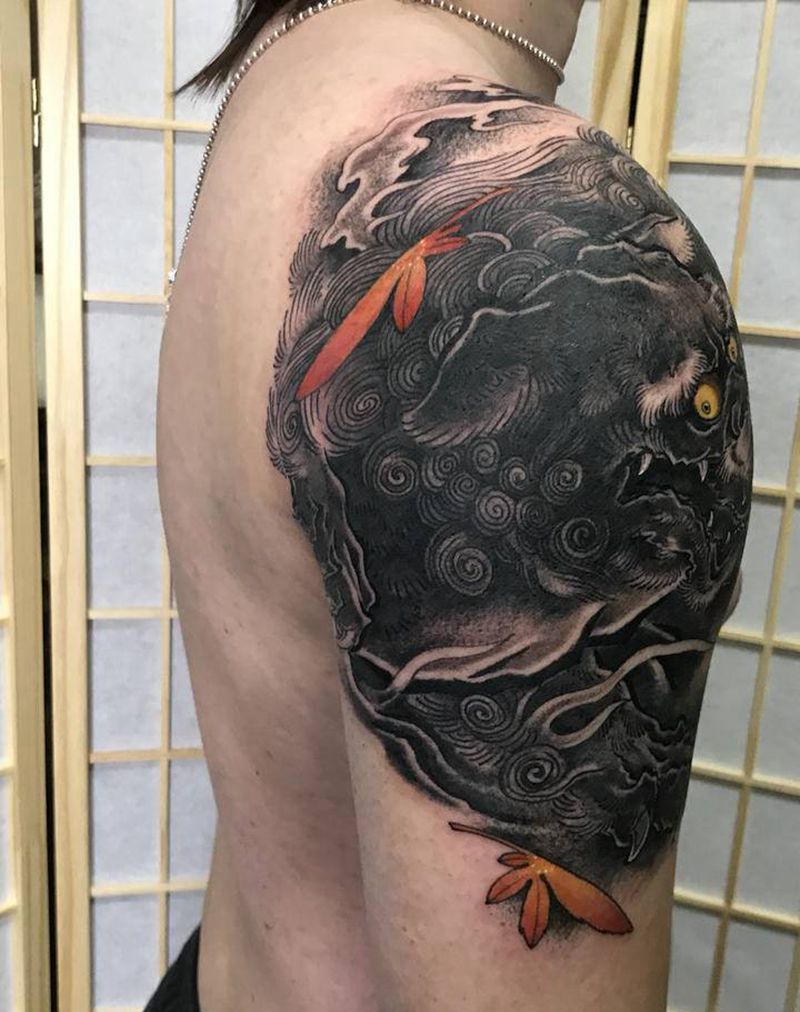 狮纹身图片_手臂纹身图案