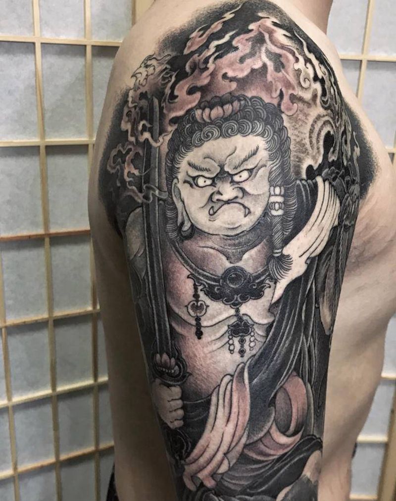 不动明王纹身图片_手臂新传统纹身图案