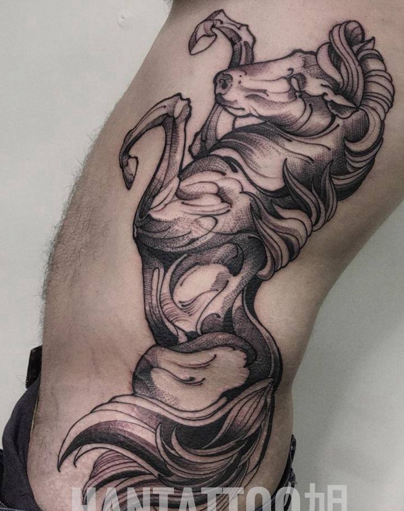 素线马纹身图片_马纹身图案