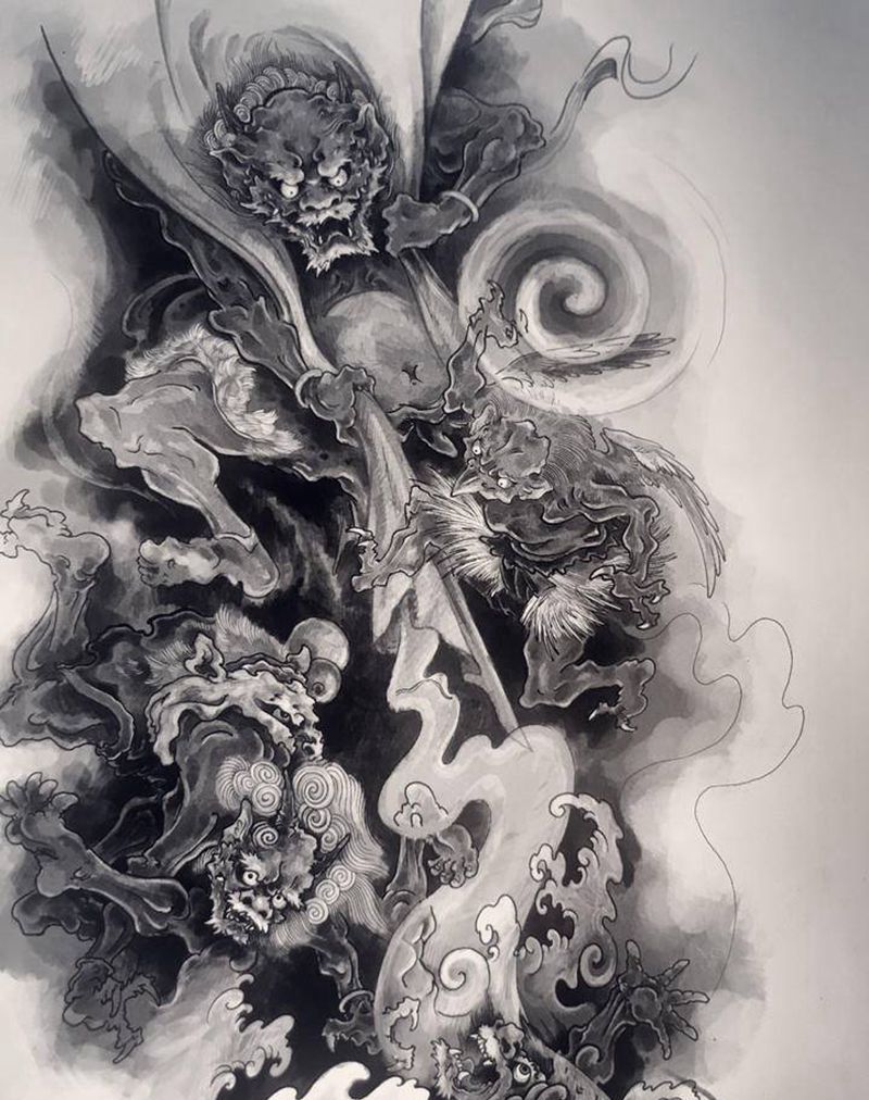 风纹身图片_手臂新传统纹身图案