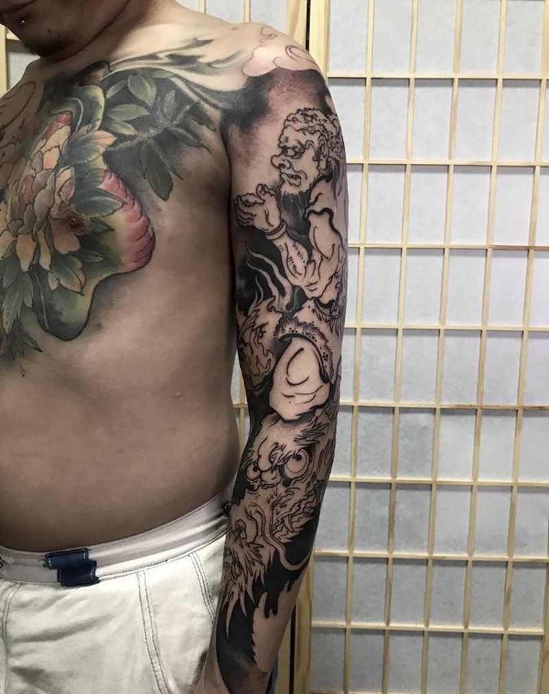 花臂纹身图片_手臂新传统纹身图案