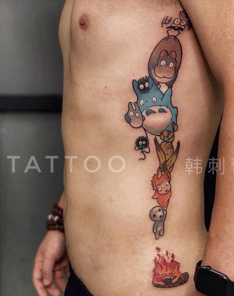 卡通纹身图片_腹部腰部New School纹身图案