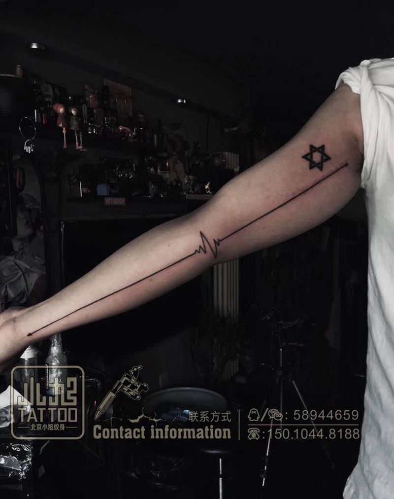 大直线纹身图片_手臂直线纹身图案