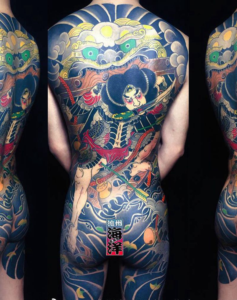 张顺 破水门纹身图片_背部纹身图案