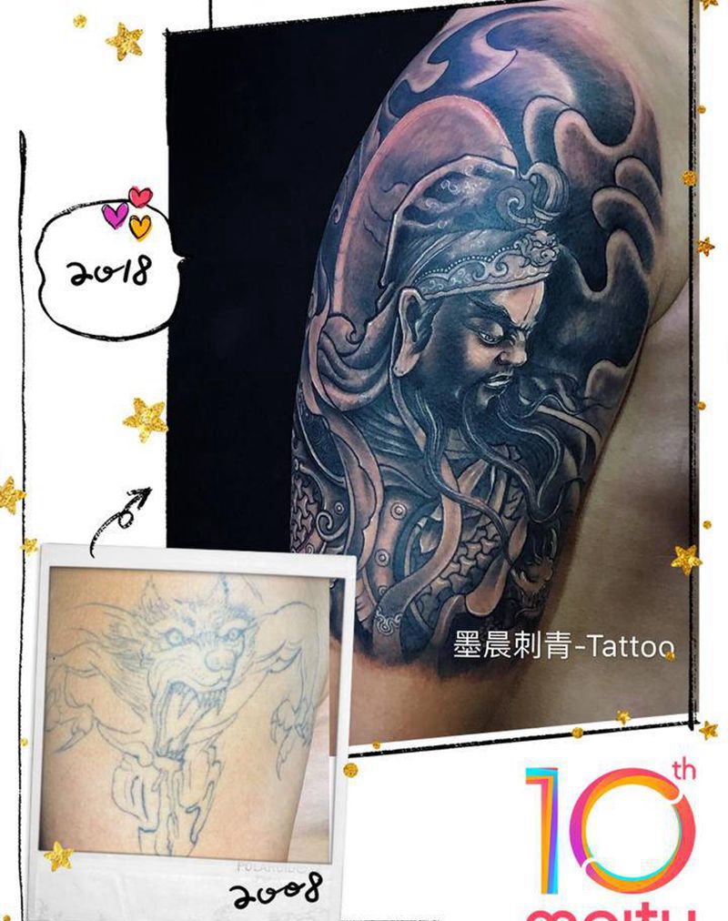 关公覆盖纹身图片_臀部手臂纹身图案