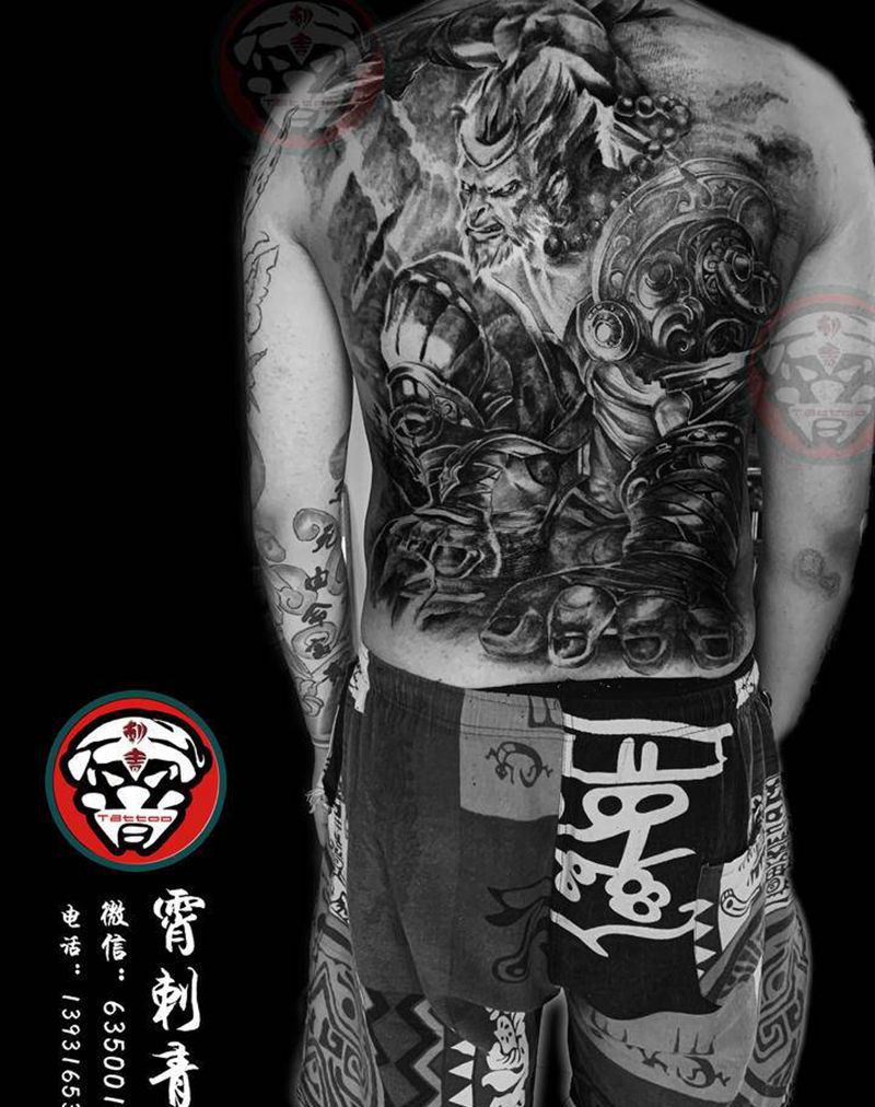 齐天大圣孙悟空纹身图片_背部欧美写实纹身图案