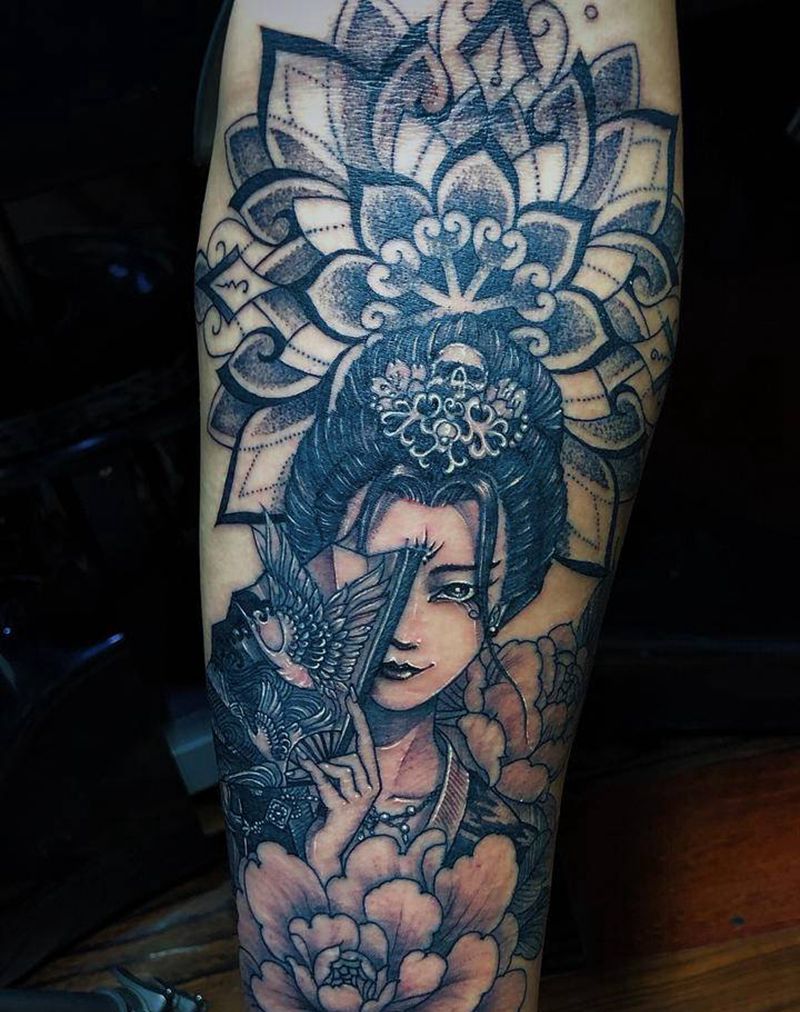 艺妓纹身图片_手臂纹身图案