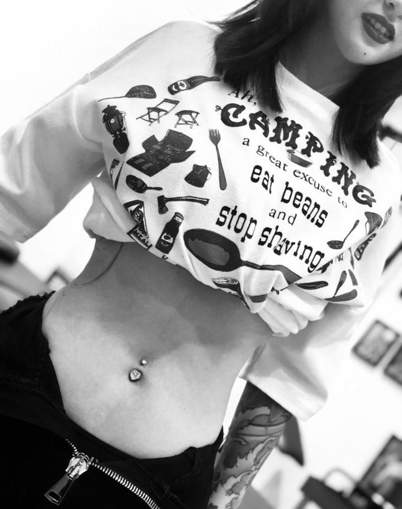 穿孔 脐钉纹身图片_腹部纹身图案