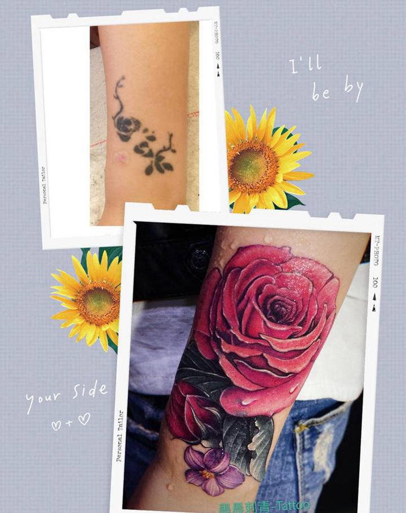 玫瑰纹身图片_手臂纹身图案
