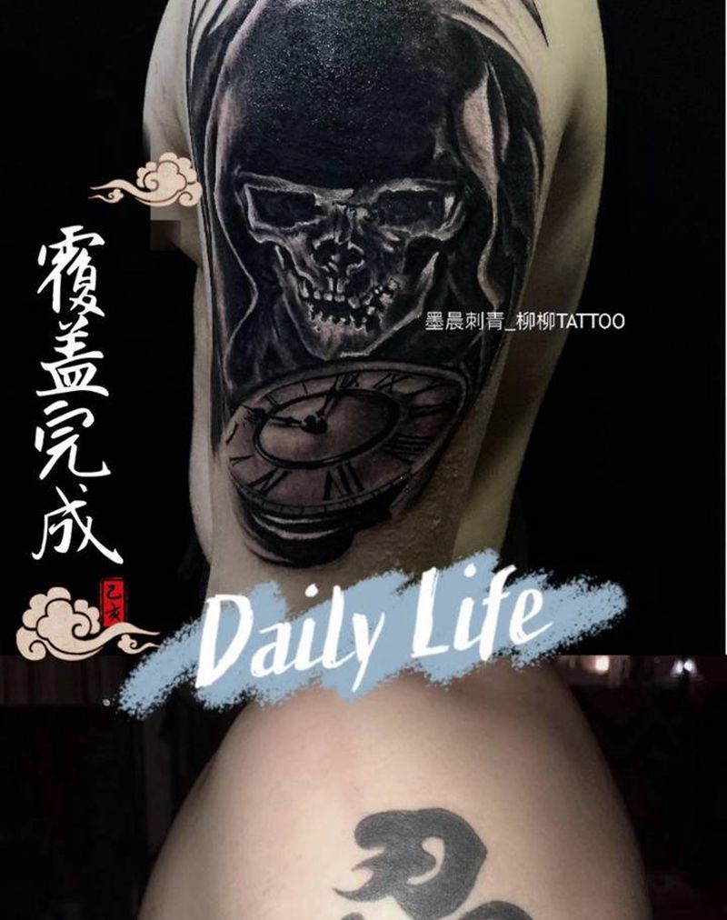 大臂覆盖 死神纹身图片_手臂纹身图案