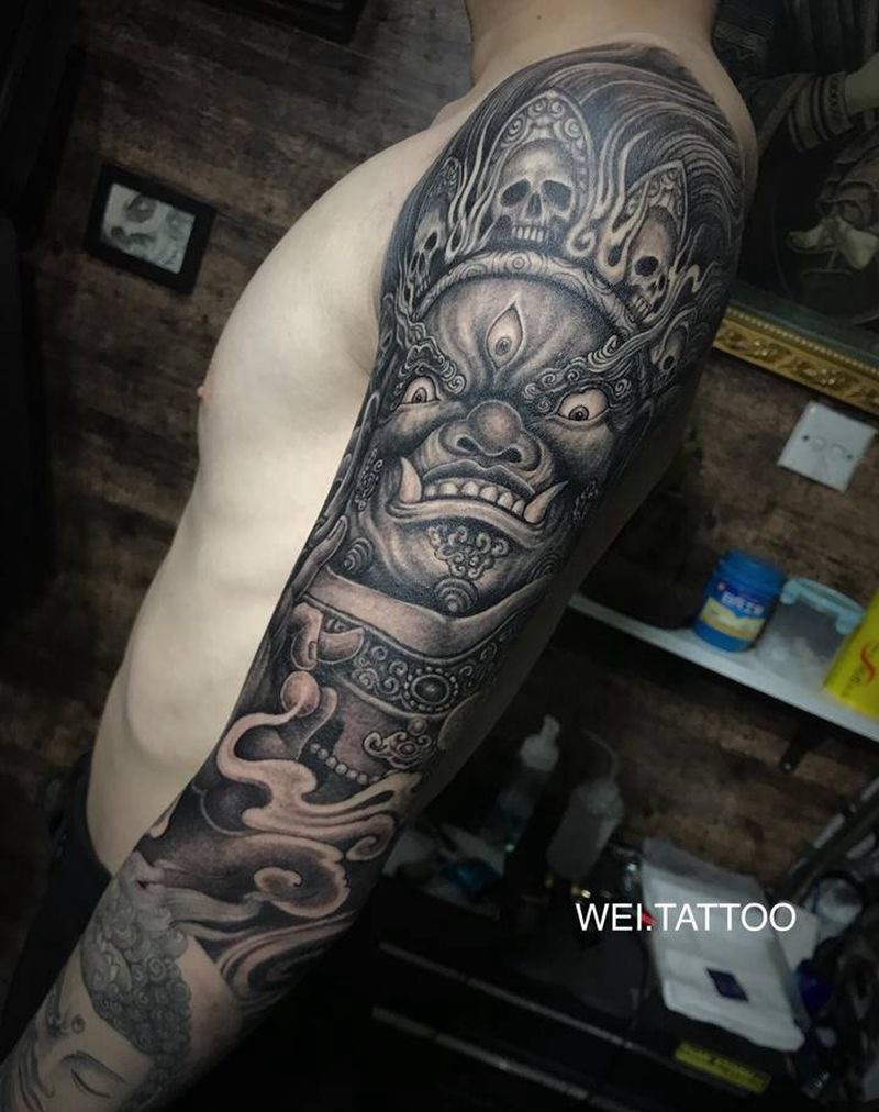 大黑天纹身图片_手臂纹身图案