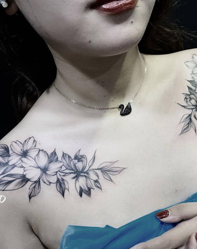 肩花纹身图片_肩部纹身图案