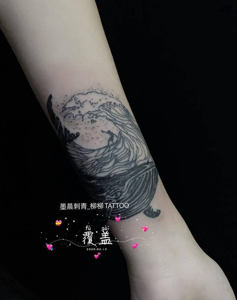 鲸鱼纹身图片_手臂纹身图案