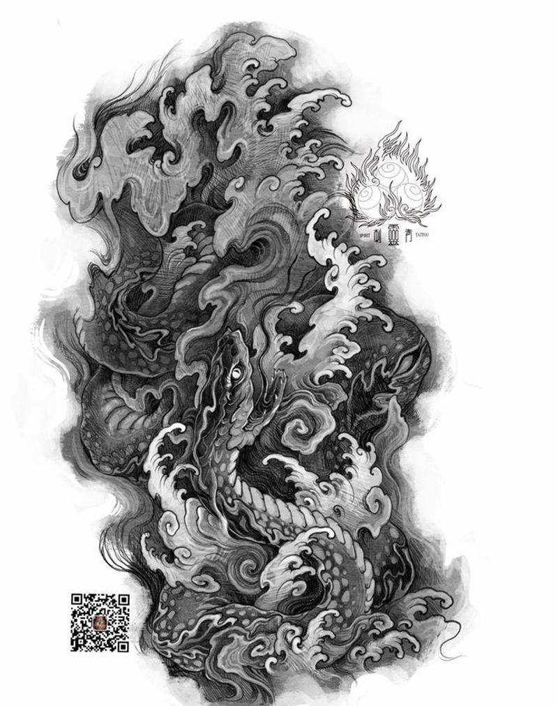 蛇纹身图片_手臂新传统蛇纹身图案