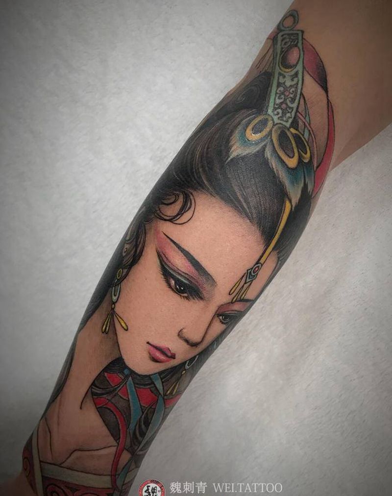 艺妓纹身图片_手臂纹身图案