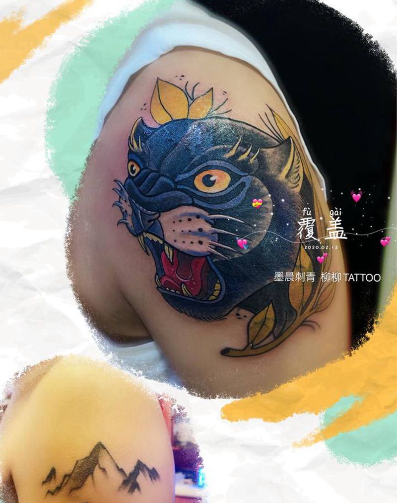 覆盖纹身图片_New School纹身图案