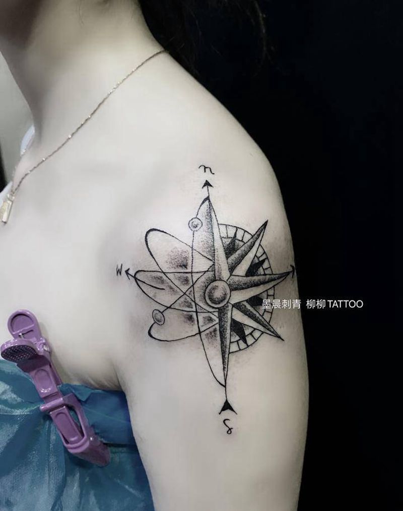 指南针 胎记覆盖纹身图片_手臂纹身图案