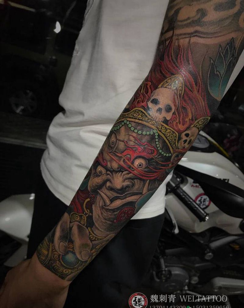 大黑天纹身图片_手臂纹身图案