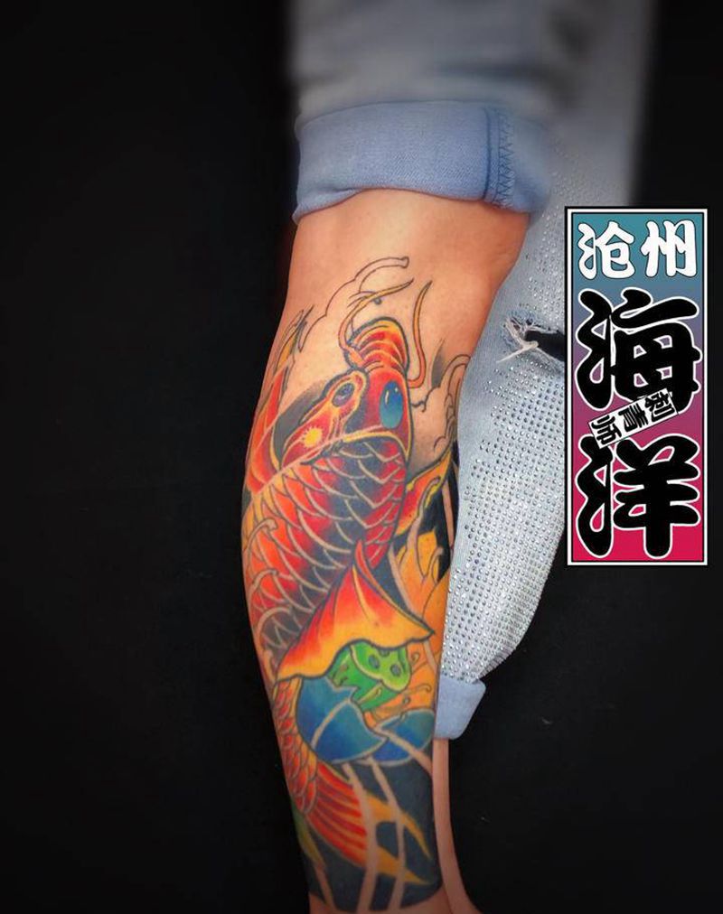 包小腿纹身图片_腿部纹身图案