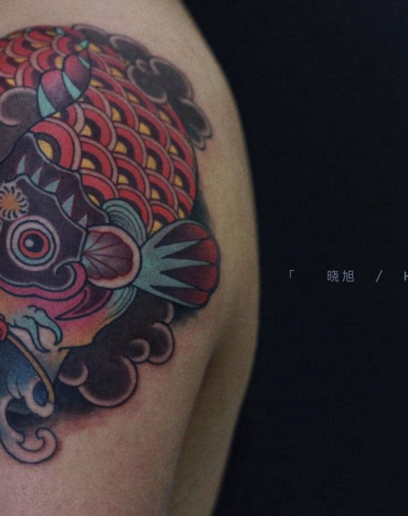 鱼旗纹身图片_手臂New School纹身图案