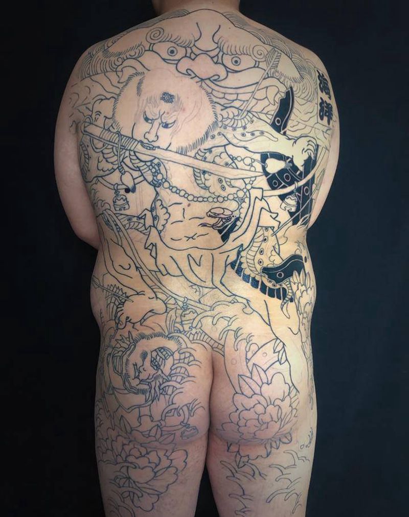 张顺破水门纹身图片_背部纹身图案