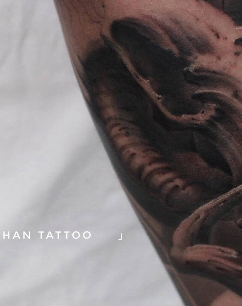 羊头局部纹身图片_手臂欧美写实纹身图案