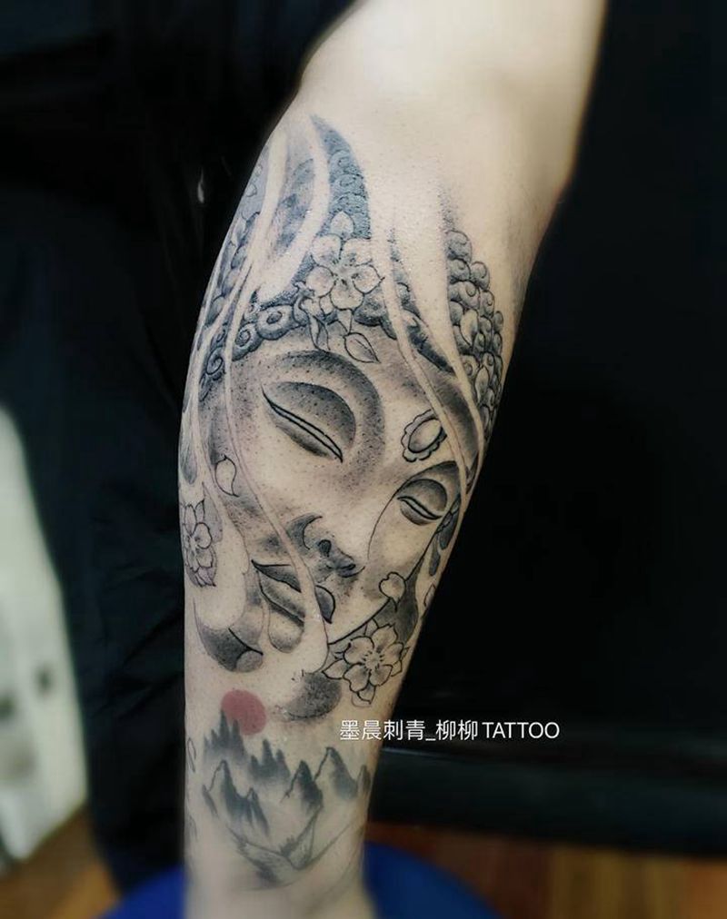 佛塔纹身图片_腿部纹身图案