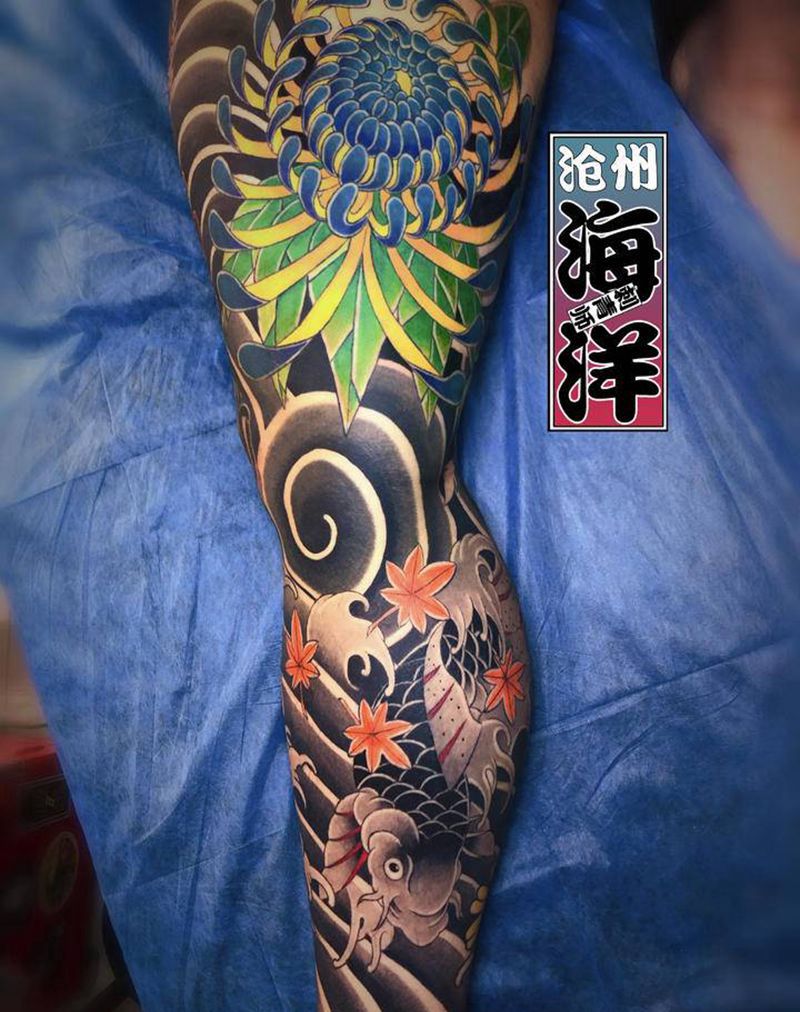 添加 包腿纹身图片_腿部纹身图案