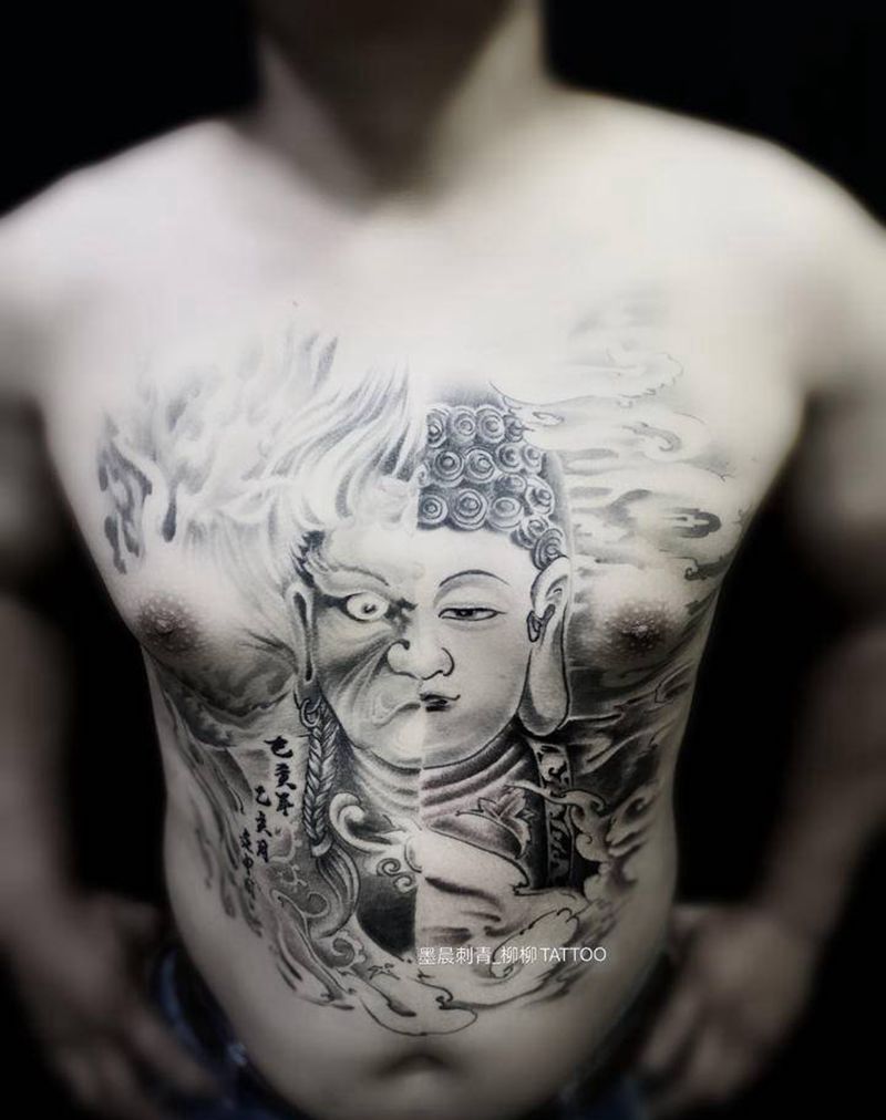 一念间纹身图片_胸部纹身图案