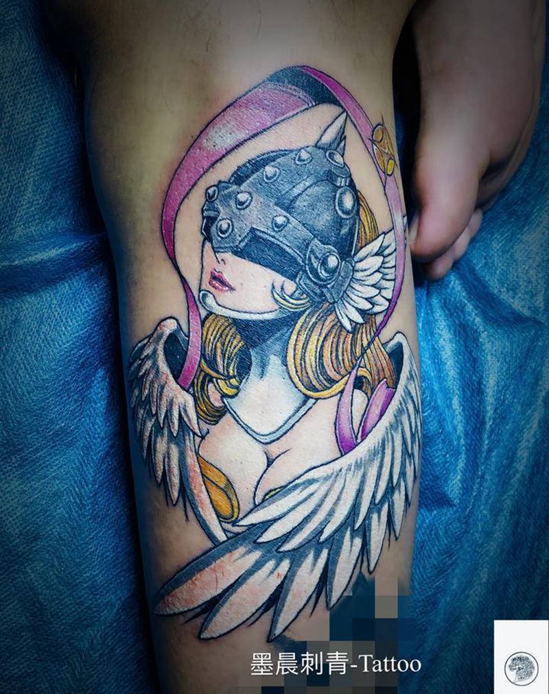 天女兽纹身图片_脚部纹身图案