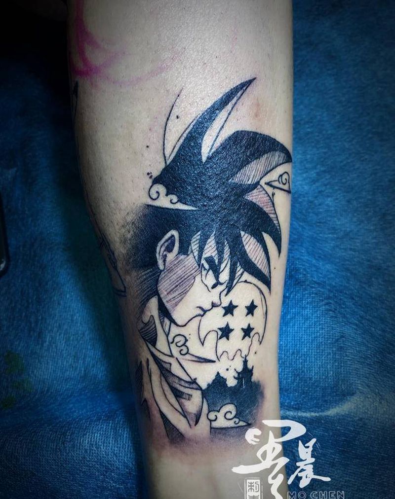 悟空纹身图片_腿部纹身图案