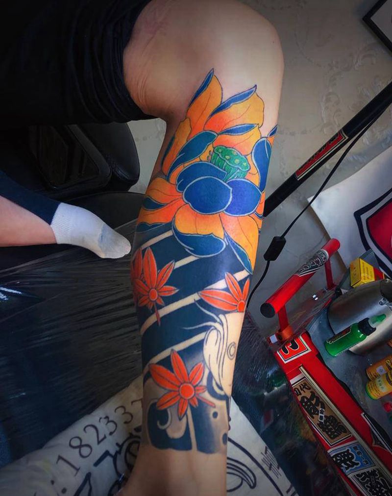 遮盖纹身图片_腿部纹身图案