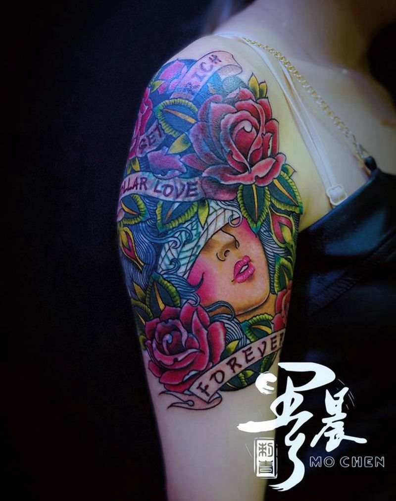 欧美大妞纹身图片_手臂纹身图案