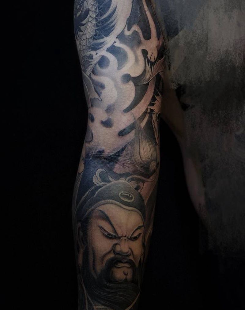 花臂一条纹身图片_手臂纹身图案