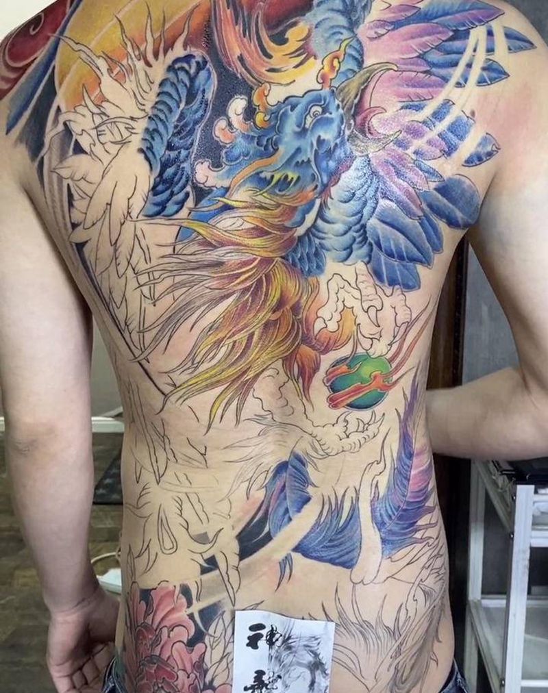 凤凰纹身图片_臀部腿部新传统老传统纹身图案